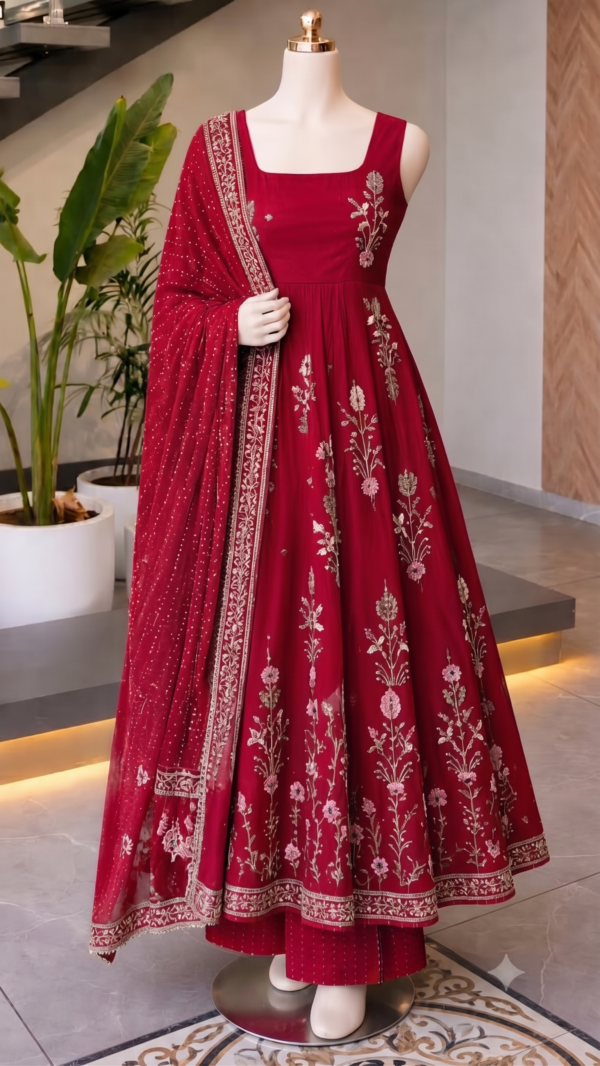 Gemini_Generated_Image_2pmsap2pmsap2pms Aarohi Relaxed-Fit Chanderi Silk Kurti & Pant Set with Vintage Botanical Embroidery