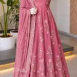 Aarohi Relaxed-Fit Chanderi Silk Kurti & Pant Set with Vintage Botanical Embroidery